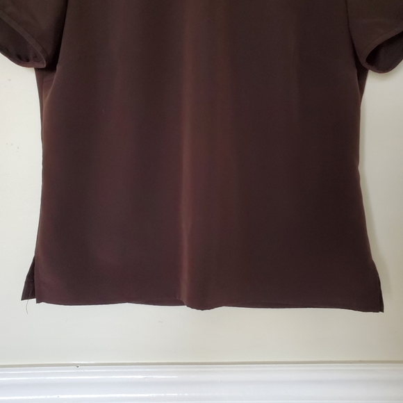 Vtg Liz Claiborne Brown Short Sleeve Round Neck Blouse Size 6 - Picture 5 of 16